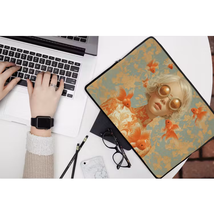 Laptophoes - Goudvissen - Oranje - Vrouw - Blond — 3