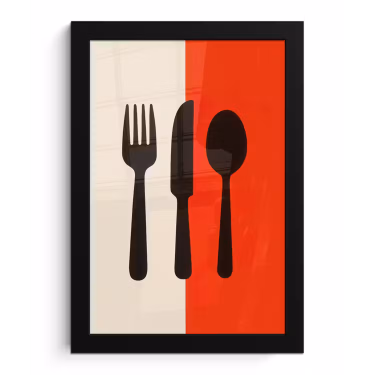 Poster met lijst - Bestek - Rood - Wit — 1
