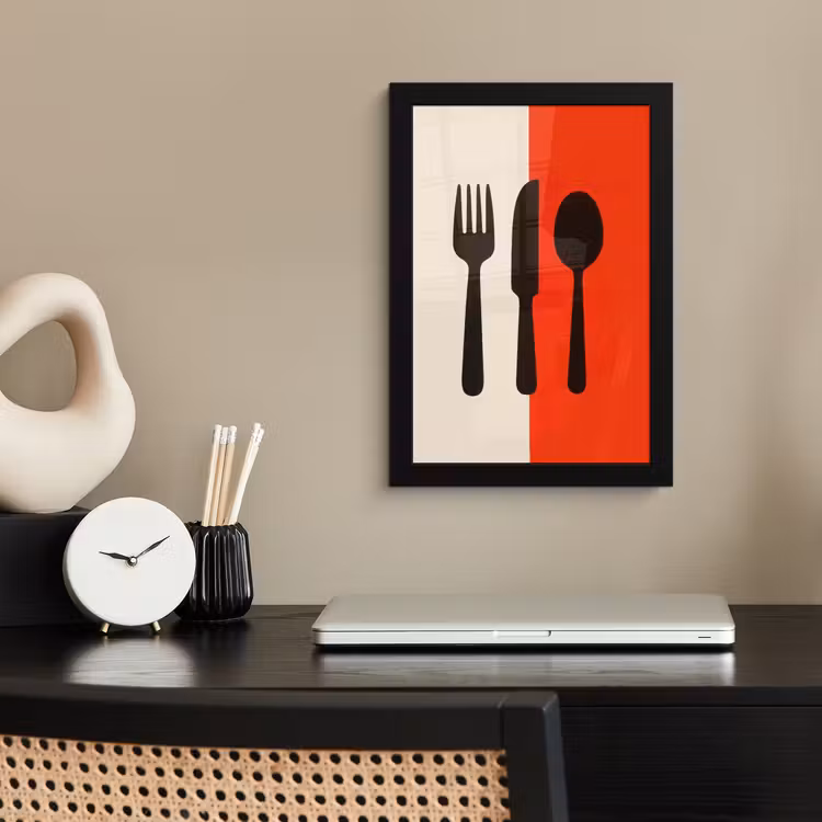 Poster met lijst - Bestek - Rood - Wit — 2