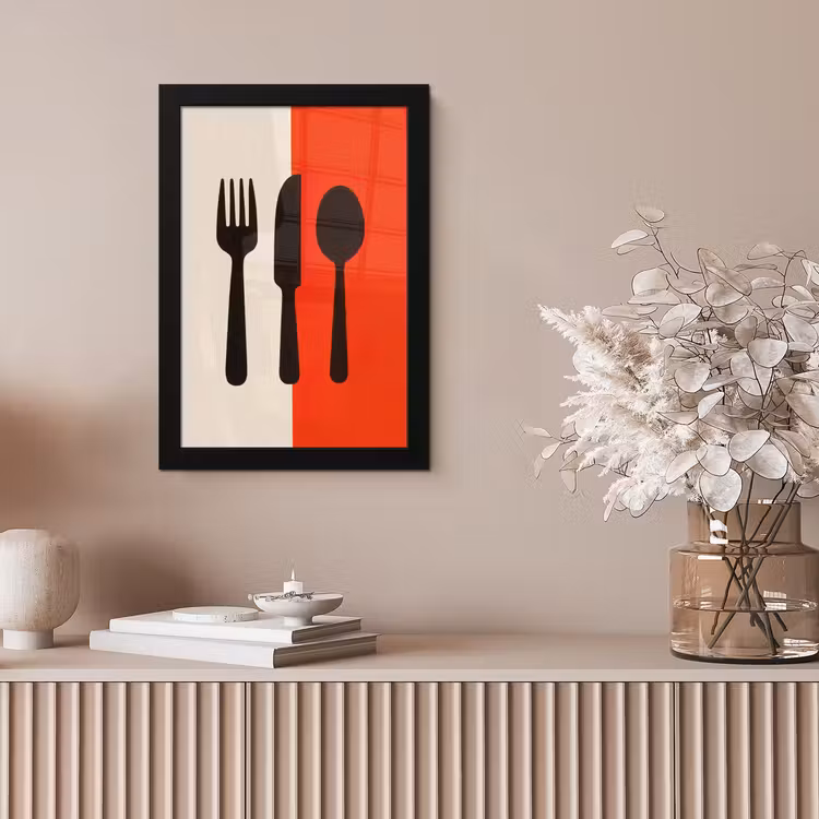 Poster met lijst - Bestek - Rood - Wit — 5