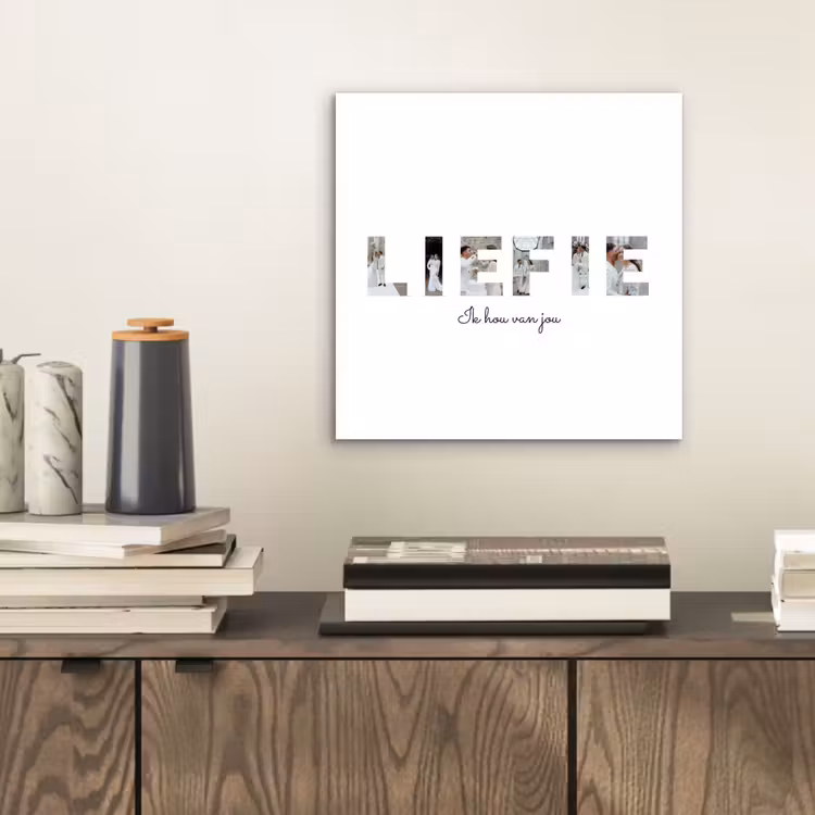 Aluminium schilderij - Liefie - Lettercollage — 2