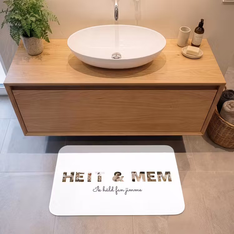 Gepersonaliseerde badmat - Heit & Mem - Lettercollage — 2