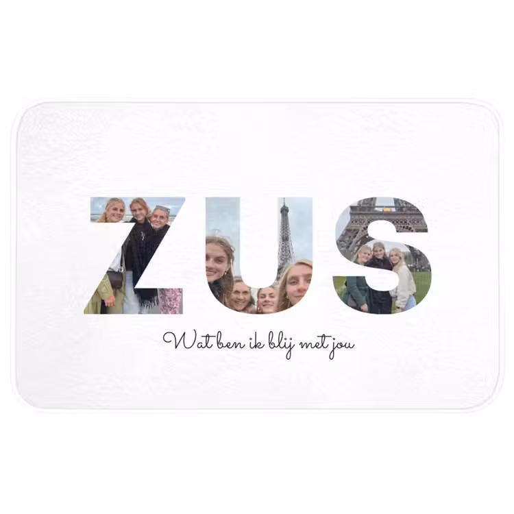 Gepersonaliseerde badmat - Zus - Lettercollage — 1