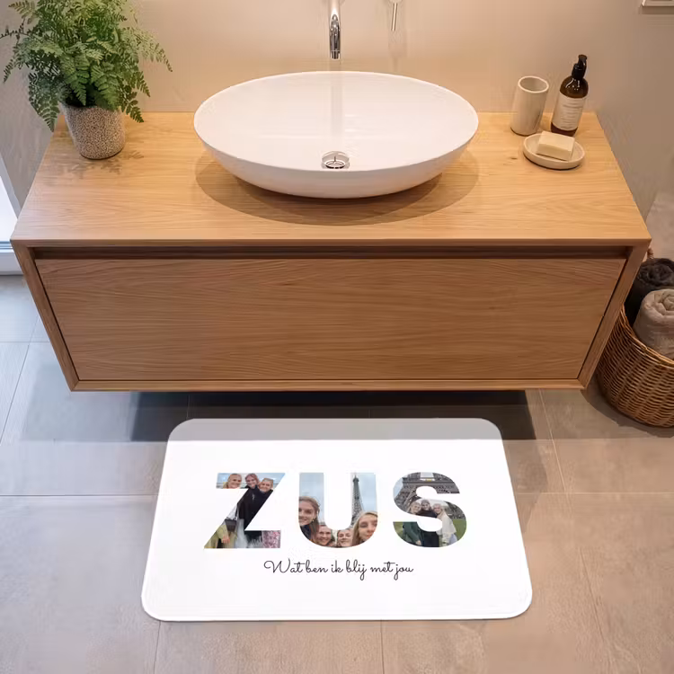 Gepersonaliseerde badmat - Zus - Lettercollage — 2