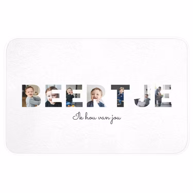 Gepersonaliseerde badmat - Beertje - Lettercollage — 1
