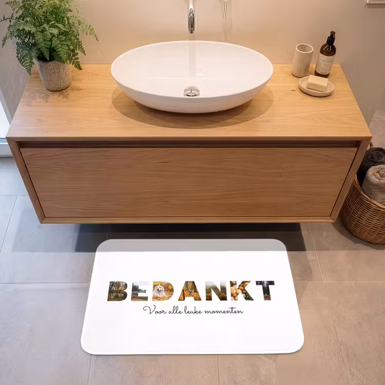 Gepersonaliseerde badmat - Bedankt - Lettercollage — 2