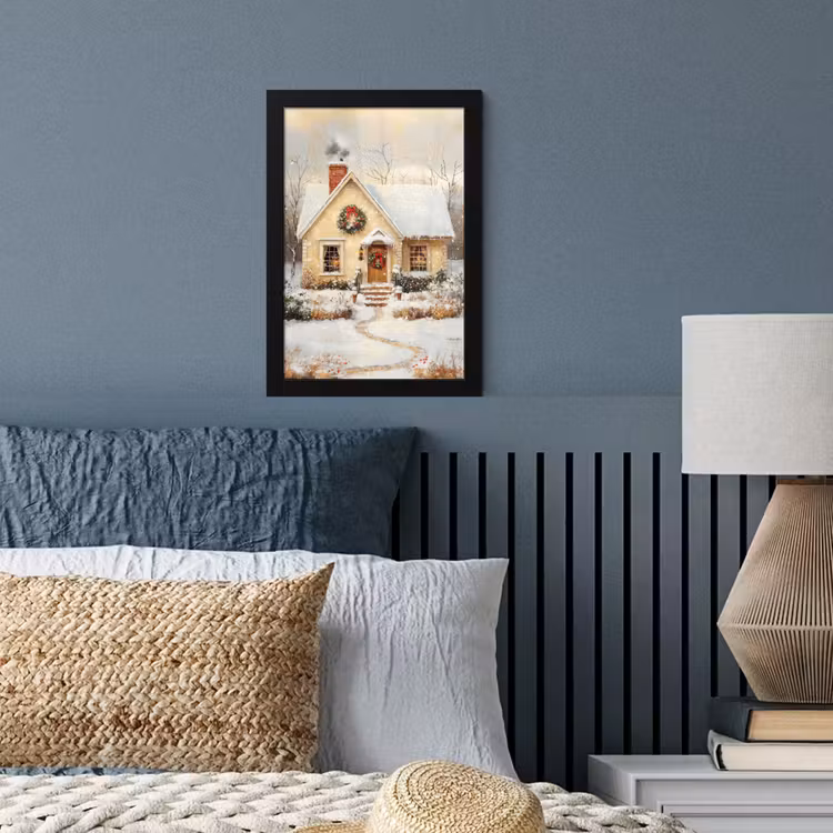 Poster met lijst - Kerst - Huis - Winter - Sneeuw — 3