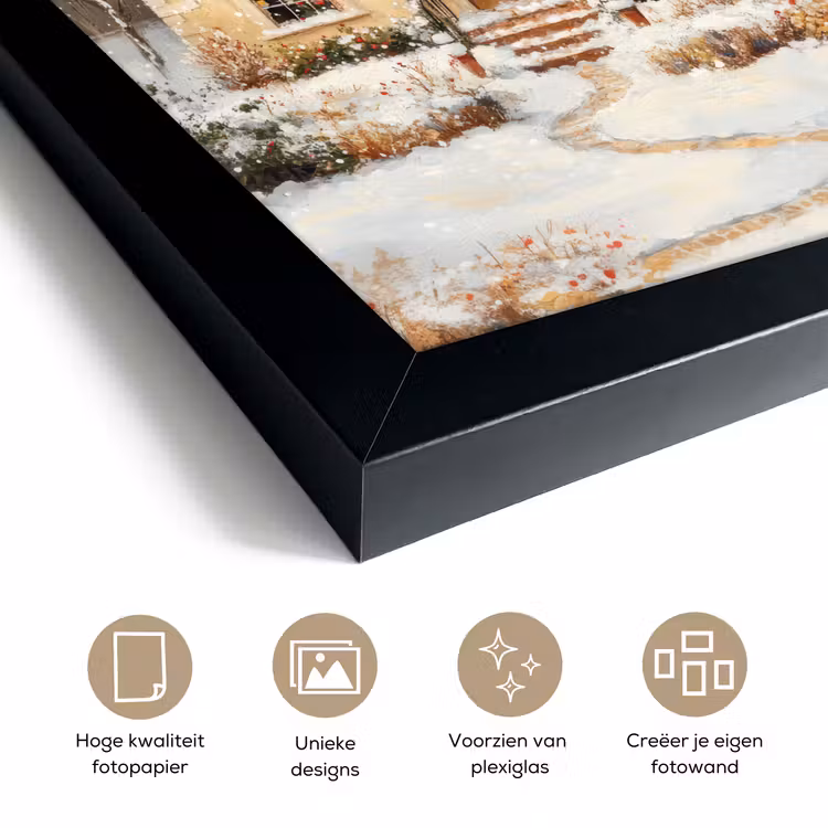 Poster met lijst - Kerst - Huis - Winter - Sneeuw — 6
