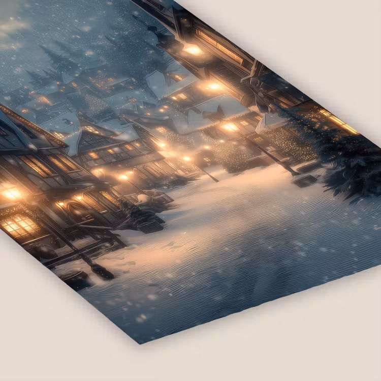 Poster met lijst - Winterdorp - Sneeuw - Donker — 7