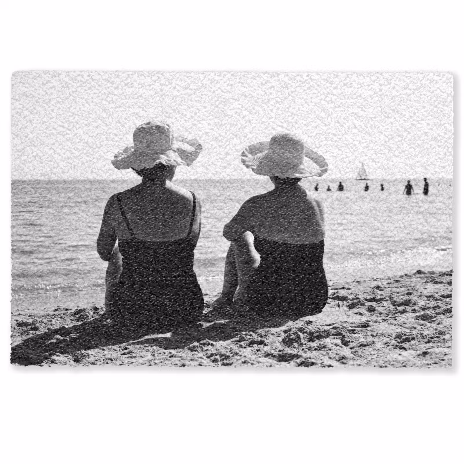 Deurmat - Vrouwen - Zonnehoed - Strand - Zwart - Wit — 1