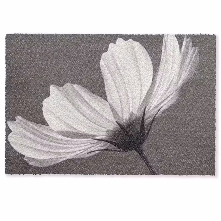 Deurmat - Bloem - Minimalistisch - Zwart - Wit — 1