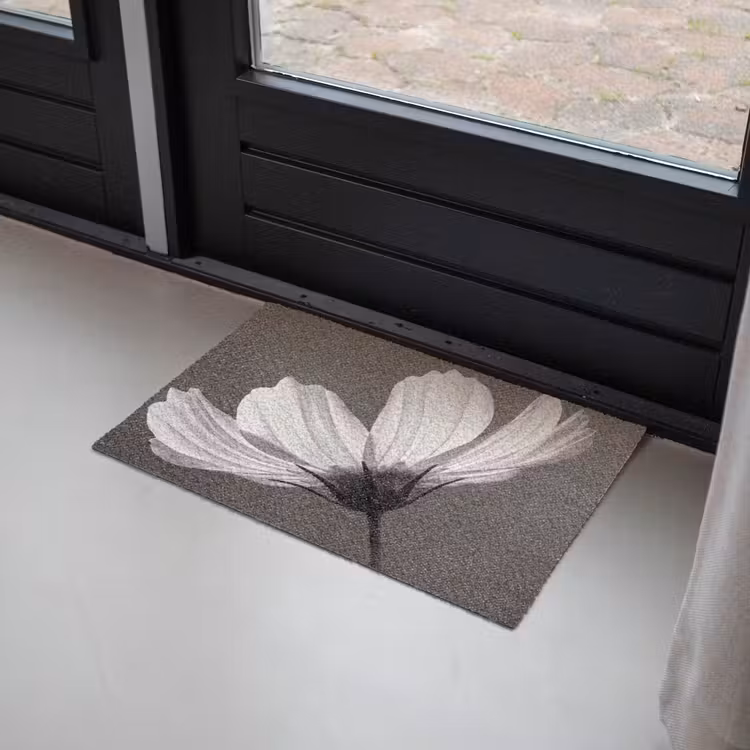 Deurmat - Bloem - Minimalistisch - Zwart - Wit — 2