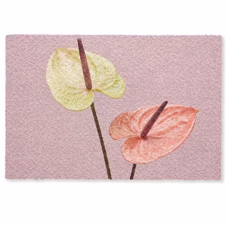 Deurmat - Bloemen - Anthuriums - Geel - Roze — 1