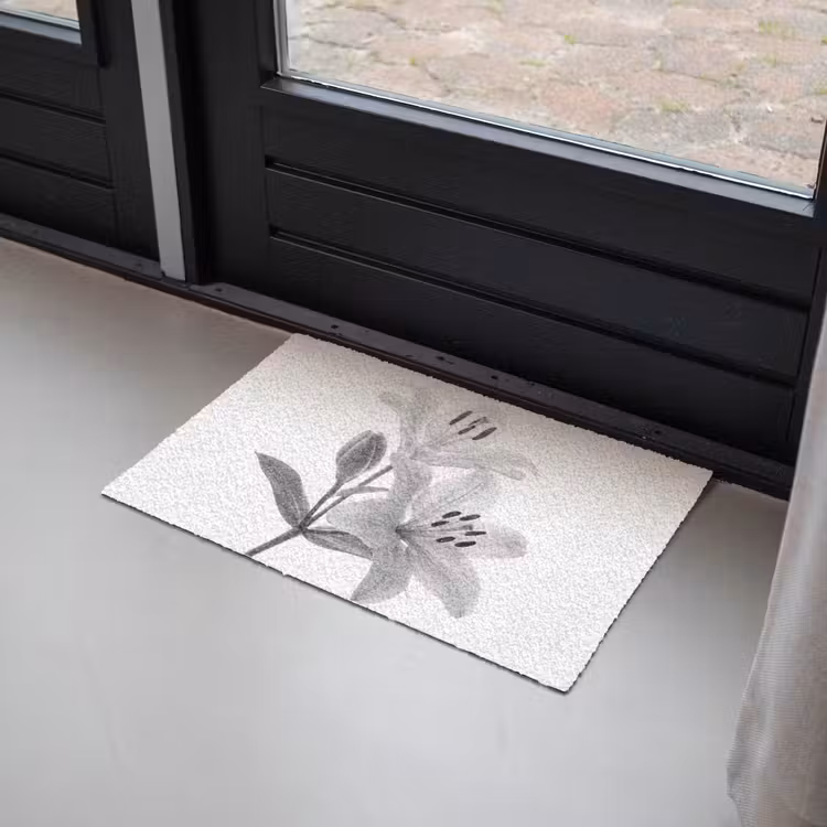 Deurmat - Lelies - Elegant - Zwart - Wit — 2