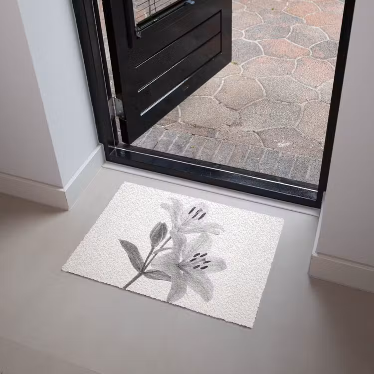 Deurmat - Lelies - Elegant - Zwart - Wit — 4