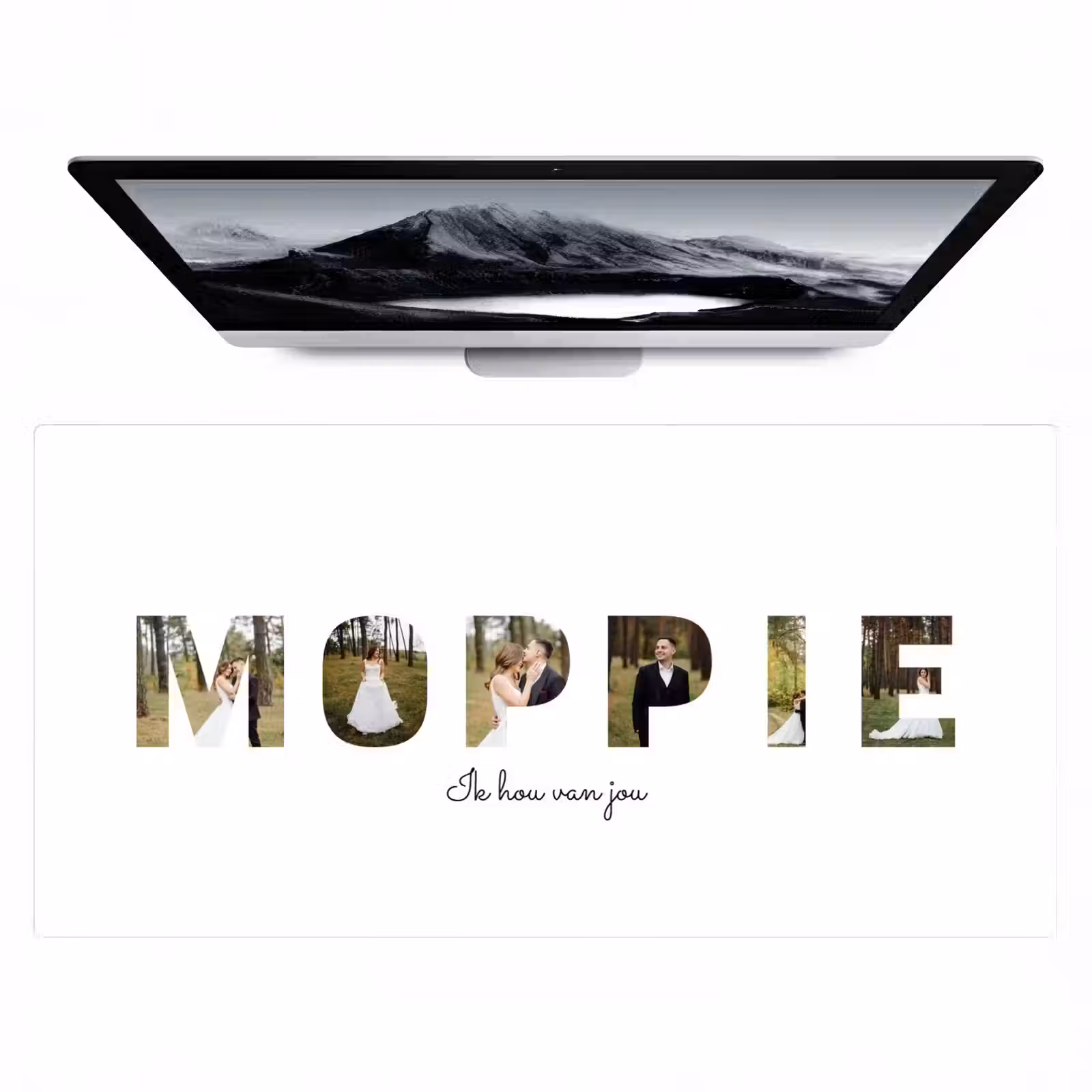 Gepersonaliseerde bureau onderlegger - Moppie - Lettercollage — 1