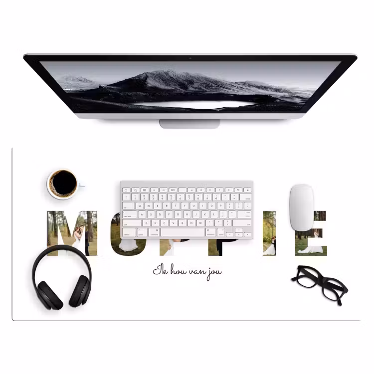 Gepersonaliseerde bureau onderlegger - Moppie - Lettercollage — 4