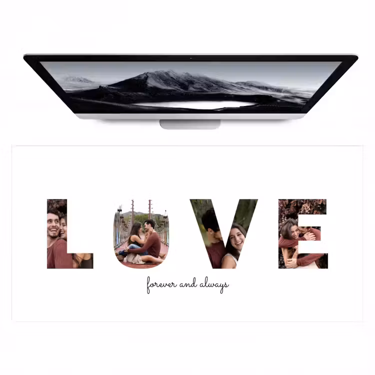 Gepersonaliseerde bureau onderlegger - Love - Lettercollage — 1