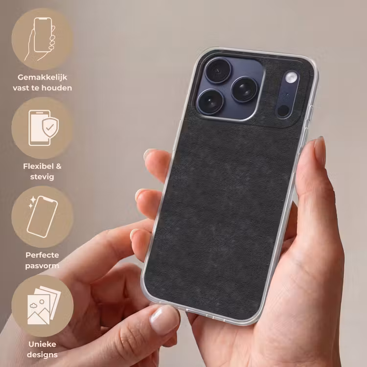 Telefoonhoesje Softcase - Donkergrijs - Asfaltstructuur - Ruw — 4