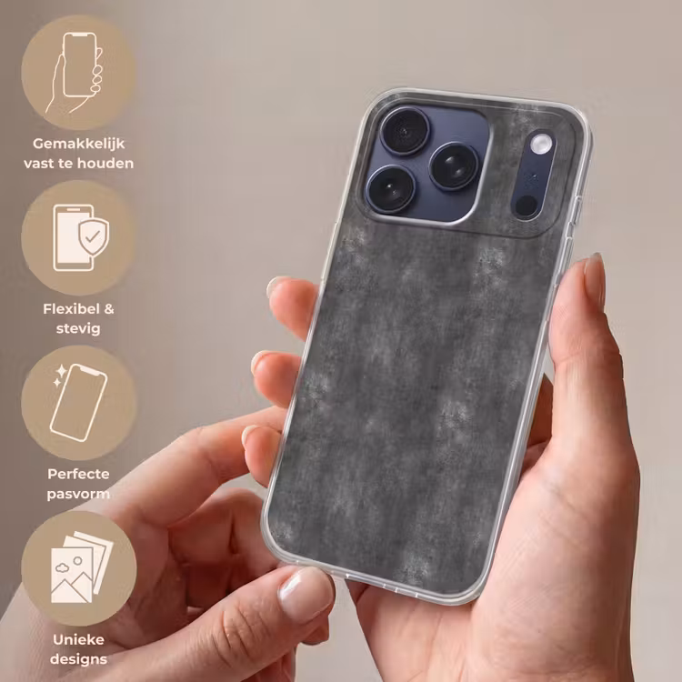 Telefoonhoesje Softcase - Donkergrijs - Ruw - Beton — 4