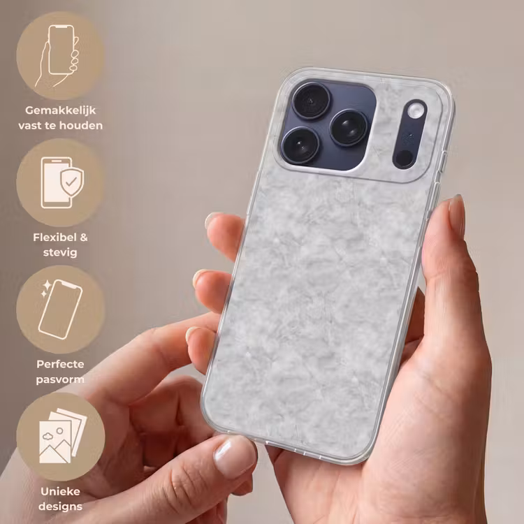 Telefoonhoesje Softcase - Grijs - Marmer - Mat — 4