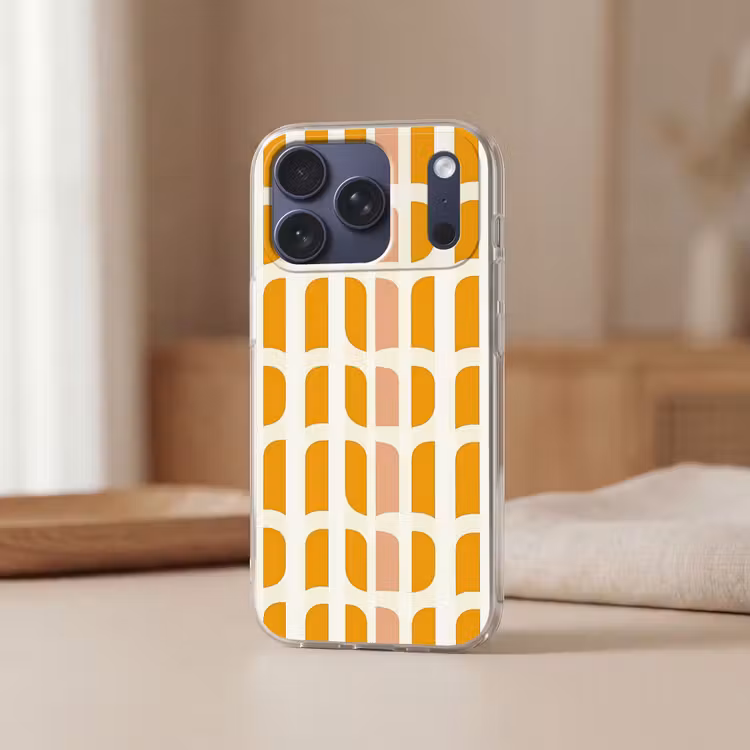 Telefoonhoesje Softcase - Geometrisch - Patroon - Geel - Roze — 3