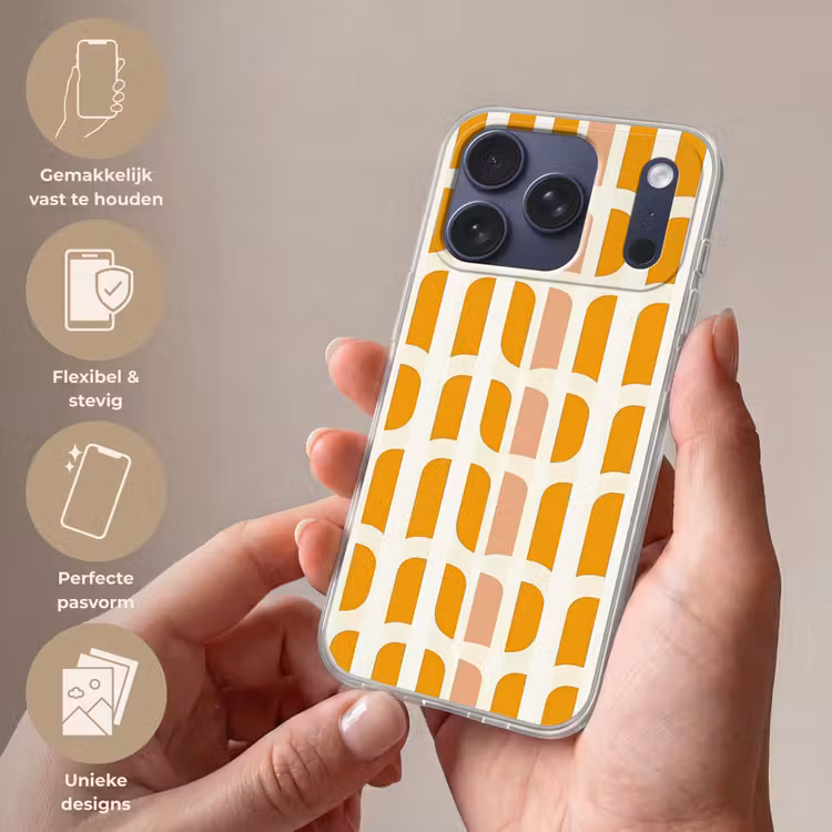 Telefoonhoesje Softcase - Geometrisch - Patroon - Geel - Roze — 4