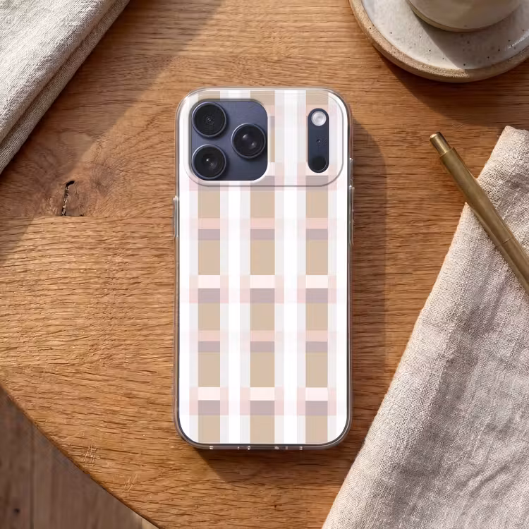 Telefoonhoesje Softcase - Ruitpatroon - Aardetinten - Minimalistisch — 2