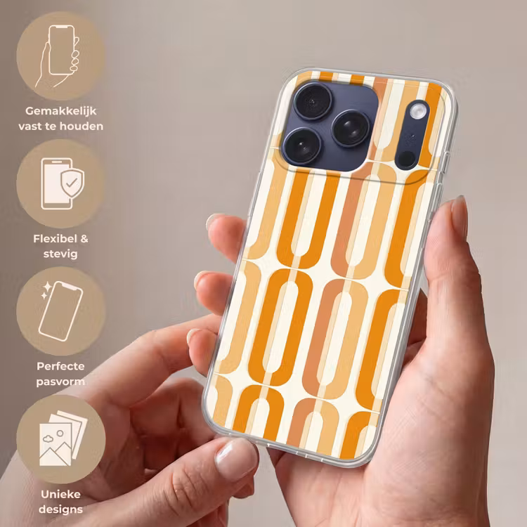 Telefoonhoesje Softcase - U-vorm - Retro - Oranje — 4