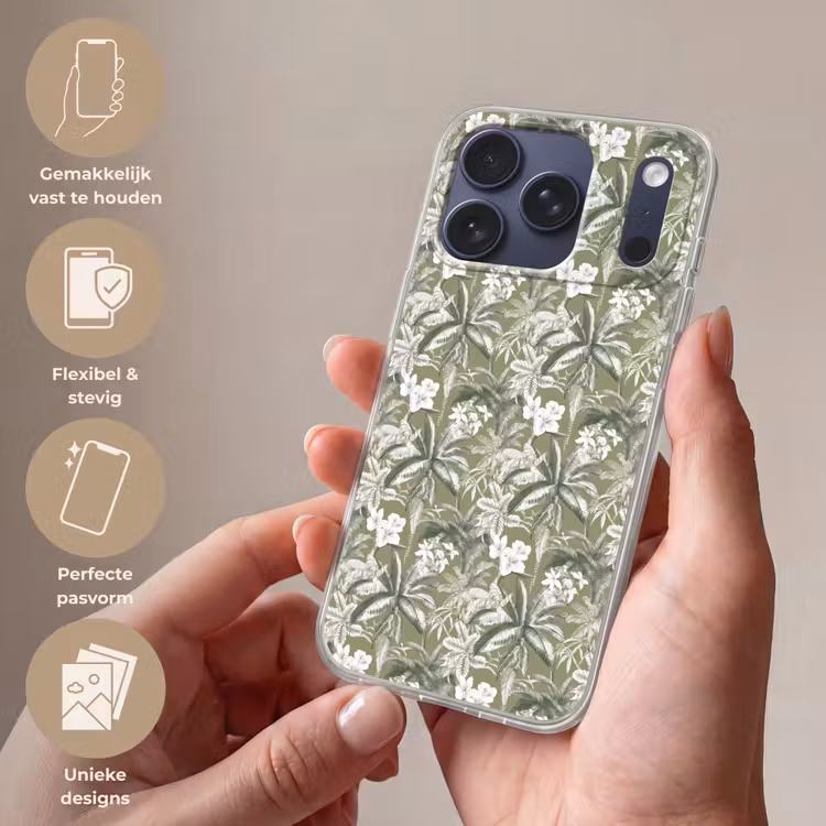 Telefoonhoesje Softcase - Botanisch - Bloemen - Groen — 4