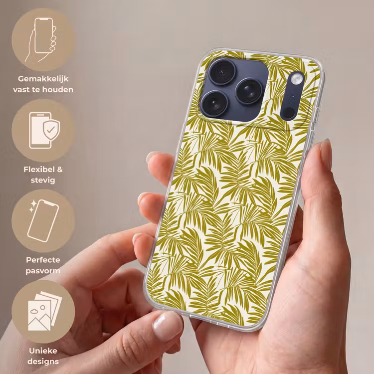 Telefoonhoesje Softcase - Palmblad - Patroon - Groen — 4
