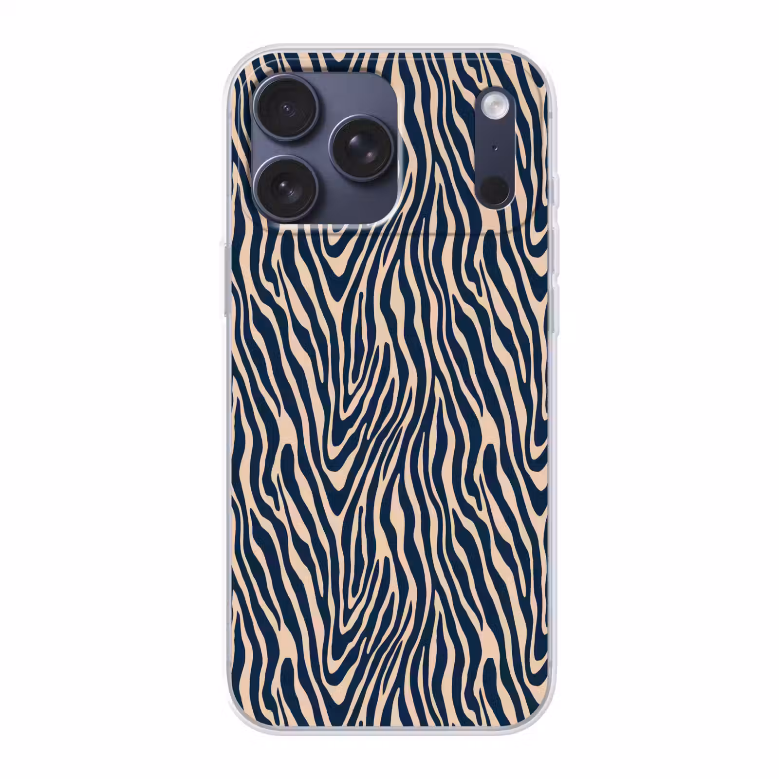 Telefoonhoesje Softcase - Zebra - Patroon - Blauw - Beige — 1