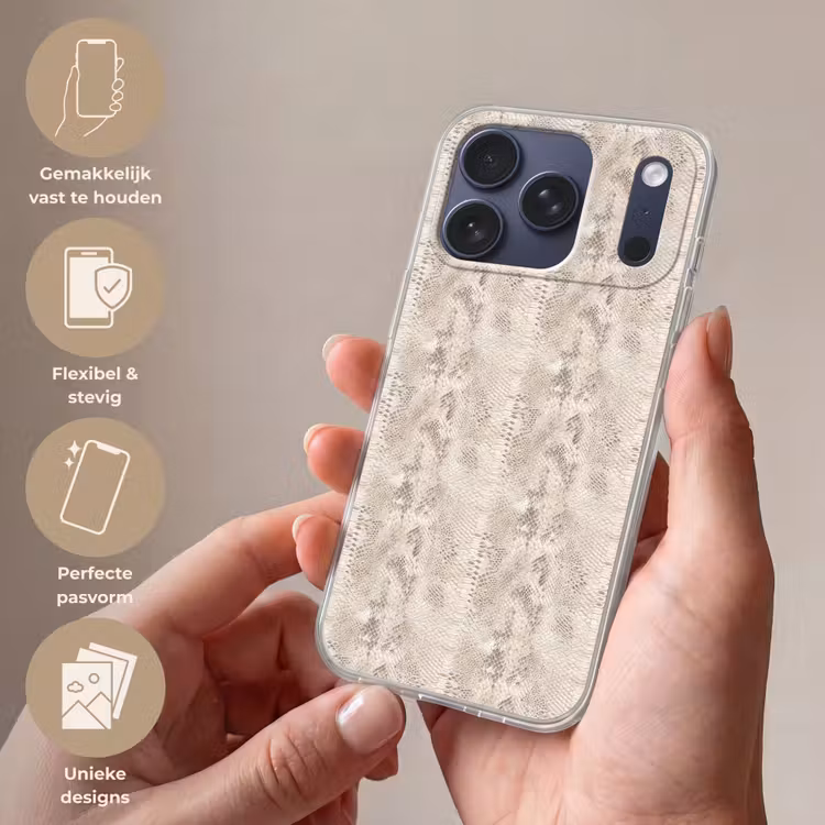 Telefoonhoesje Softcase - Slang - Patroon - Beige — 4