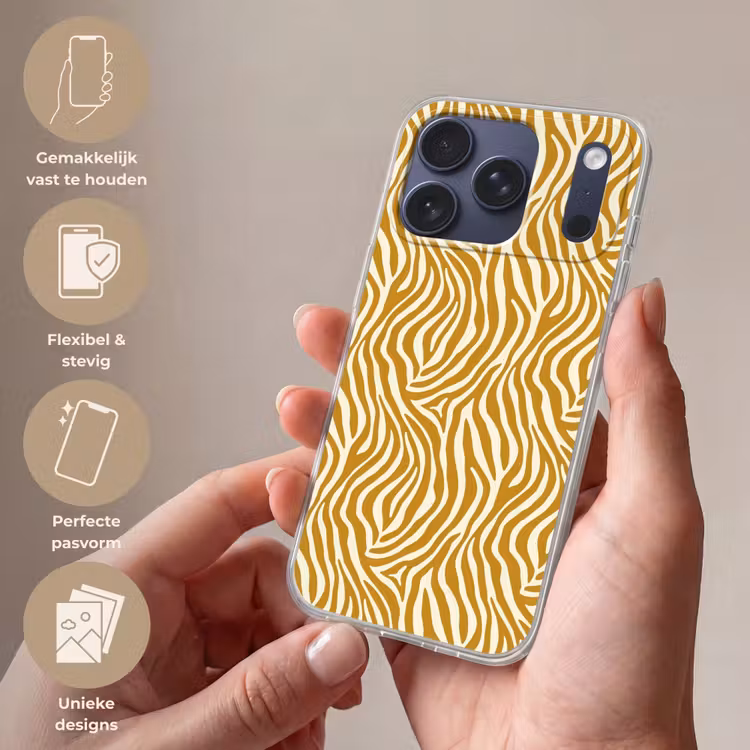 Telefoonhoesje Softcase - Zebra - Klassiek - Oker - Geel — 4