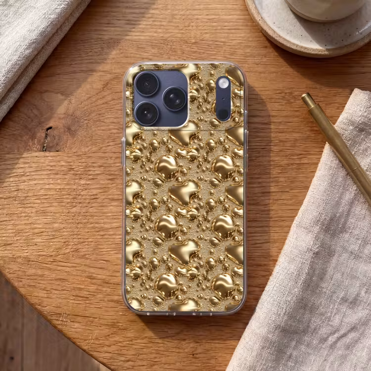 Telefoonhoesje Softcase - Druppels - Organisch - Goud — 2