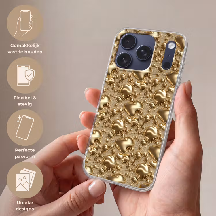 Telefoonhoesje Softcase - Druppels - Organisch - Goud — 4
