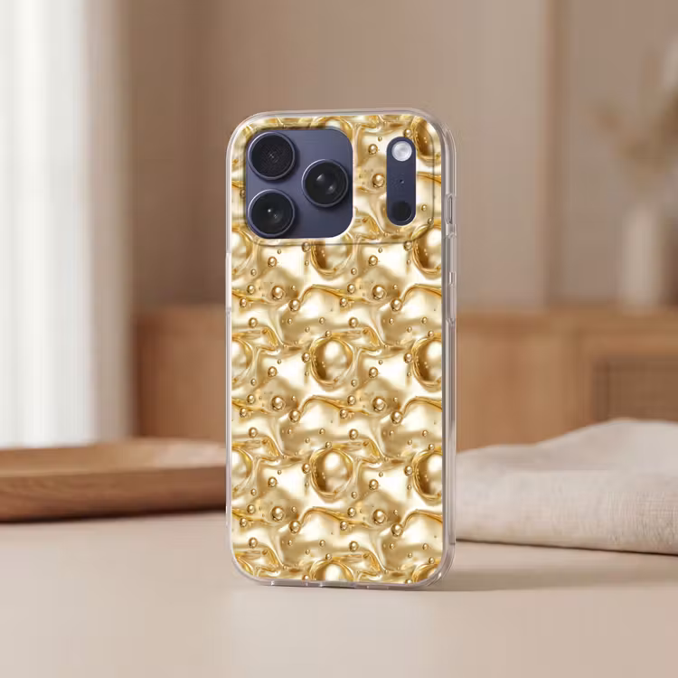 Telefoonhoesje Softcase - Vloeibaar - Druppels - Goud — 3