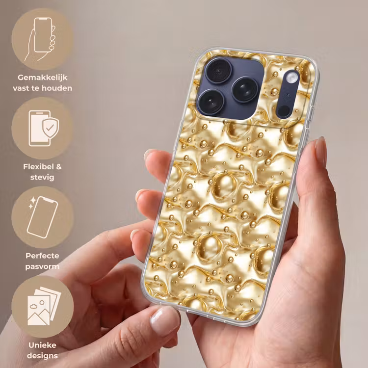 Telefoonhoesje Softcase - Vloeibaar - Druppels - Goud — 4