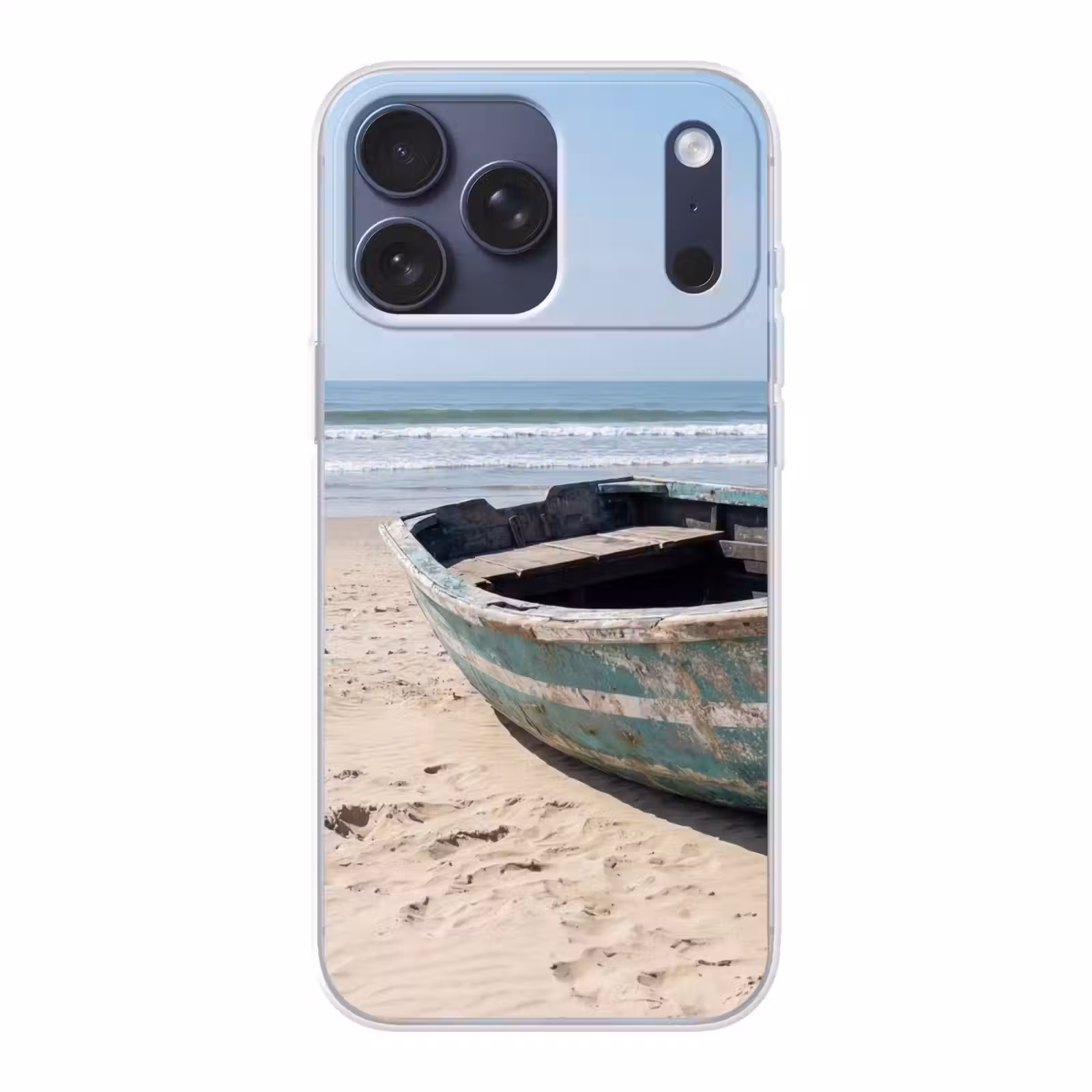 Telefoonhoesje Softcase - Boot - Zandstrand - Zee — 1