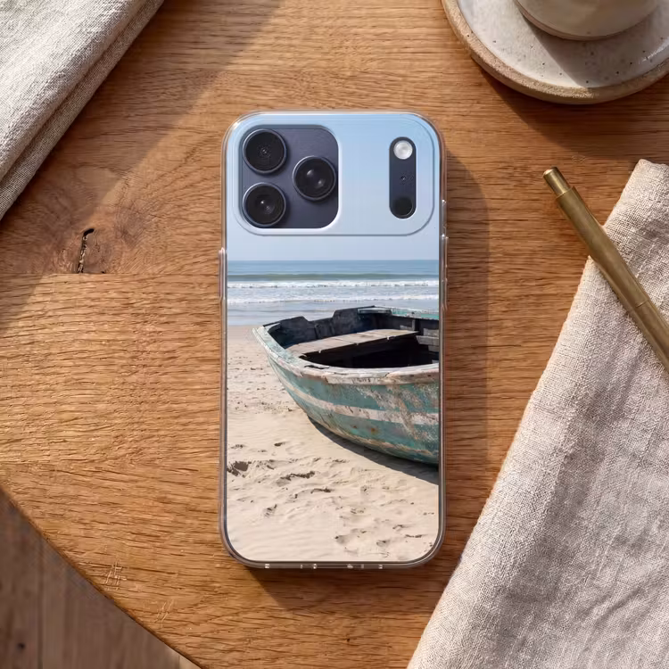 Telefoonhoesje Softcase - Boot - Zandstrand - Zee — 2