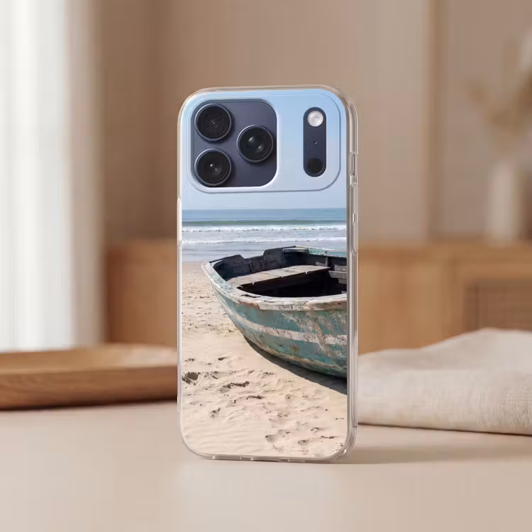 Telefoonhoesje Softcase - Boot - Zandstrand - Zee — 3