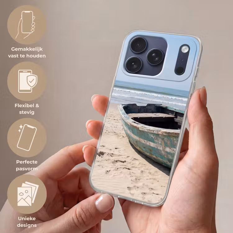 Telefoonhoesje Softcase - Boot - Zandstrand - Zee — 4