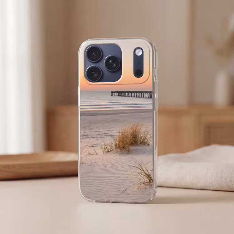 Telefoonhoesje Softcase - Pier - Zonsondergang - Strand — 3