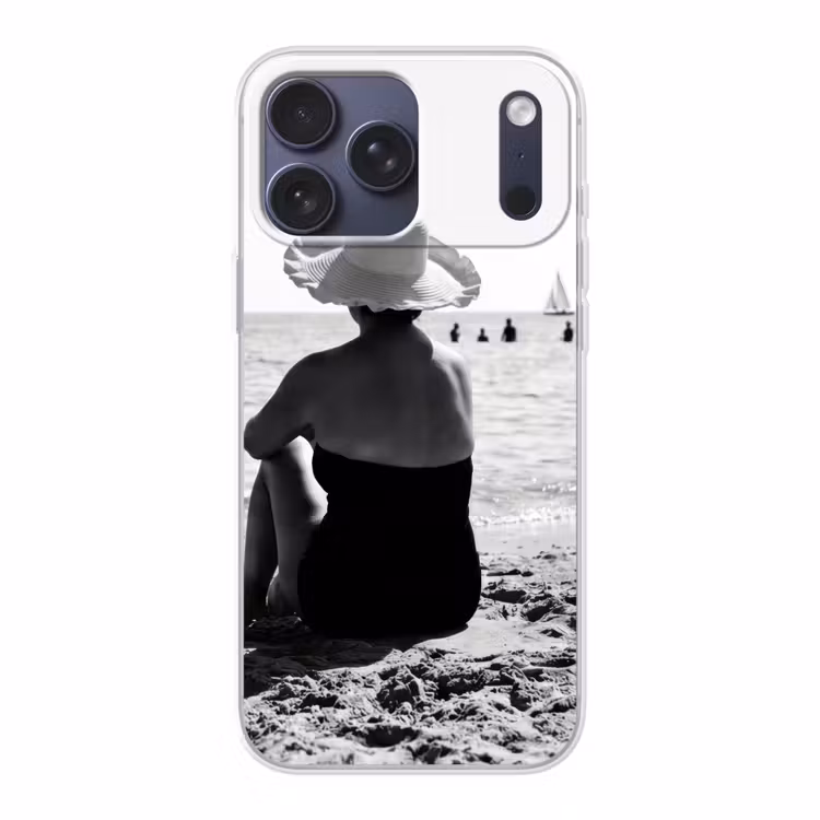 Telefoonhoesje Softcase - Frauen - Sonnenhut - Strand - Schwarz - Weiß — 1