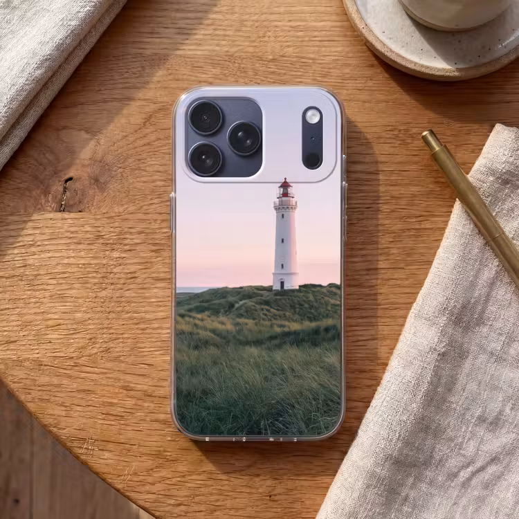 Telefoonhoesje Softcase - Vuurtoren - Duinlandschap - Zee — 2
