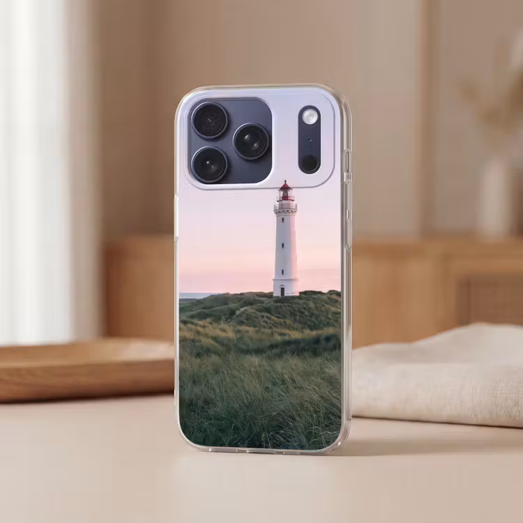 Telefoonhoesje Softcase - Vuurtoren - Duinlandschap - Zee — 3