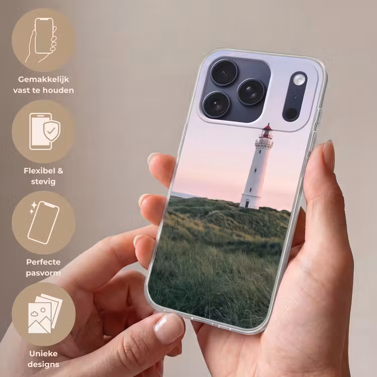 Telefoonhoesje Softcase - Vuurtoren - Duinlandschap - Zee — 4