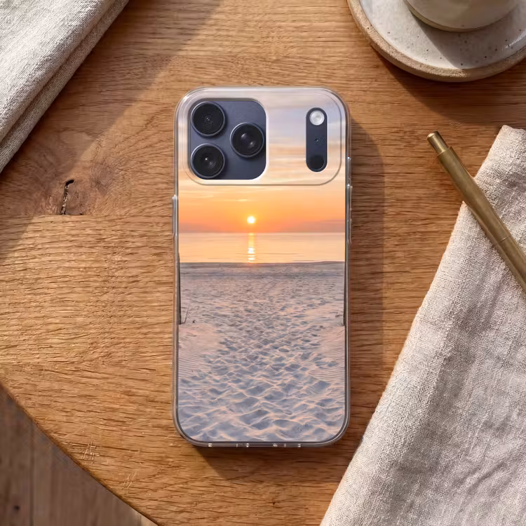 Telefoonhoesje Softcase - Zonsondergang - Strand - Zand — 2