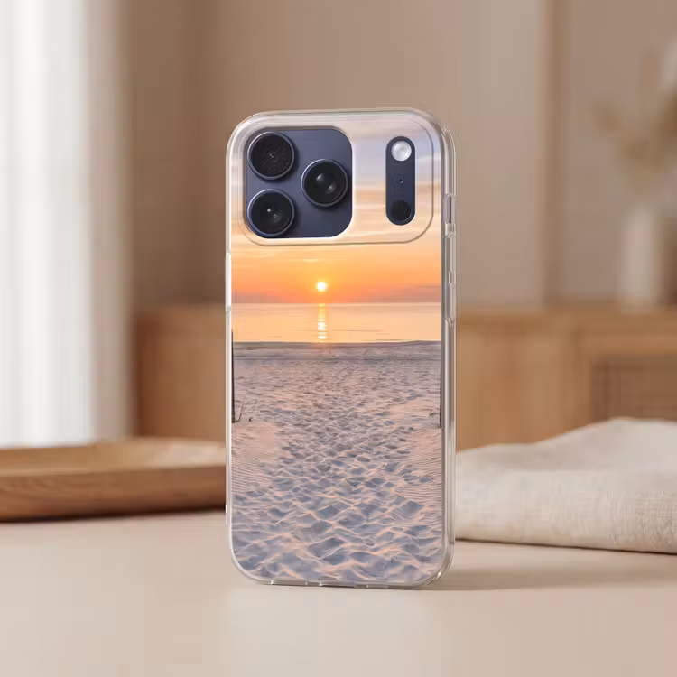 Telefoonhoesje Softcase - Zonsondergang - Strand - Zand — 3