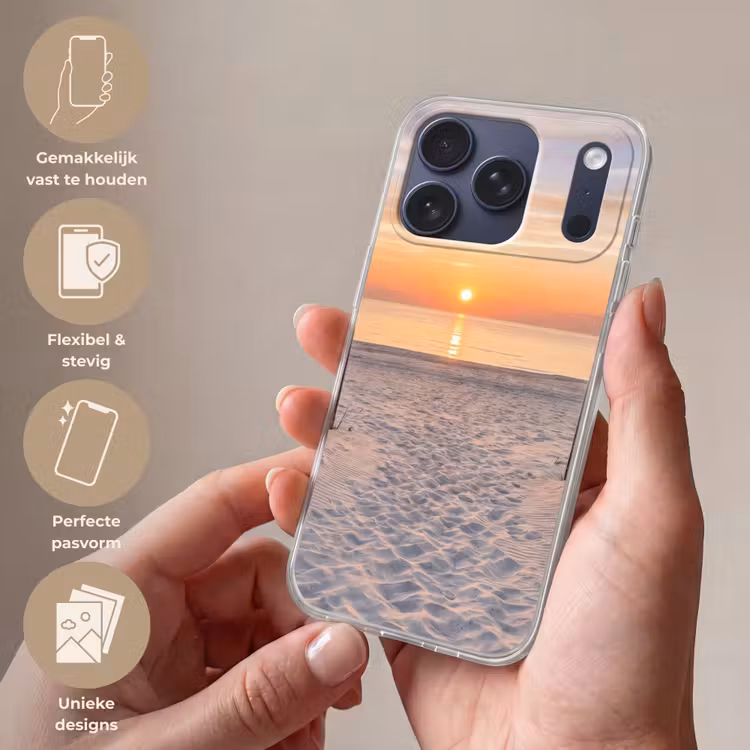 Telefoonhoesje Softcase - Zonsondergang - Strand - Zand — 4